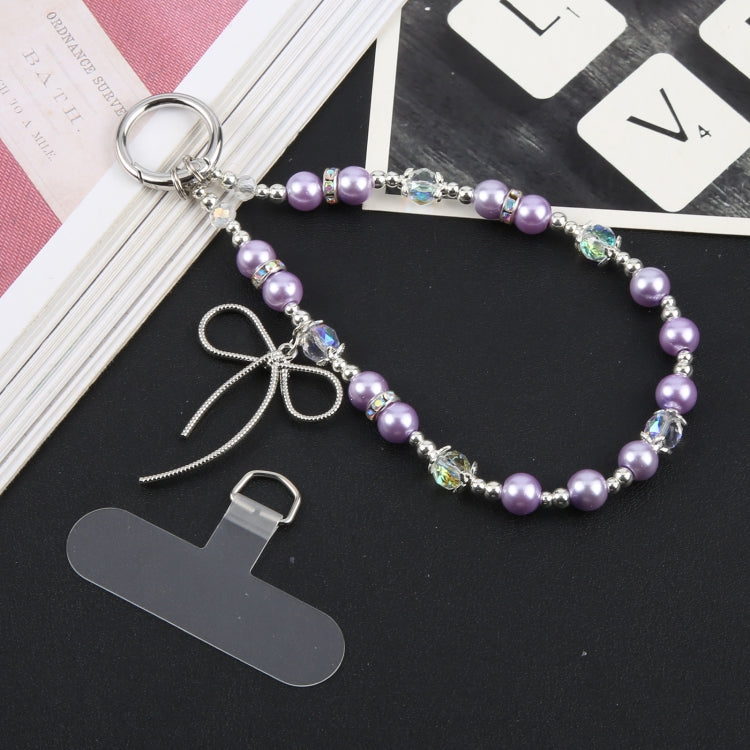 Butterfly Beads Short Bracelet Anti-lost Phone Short Lanyard(Purple) - Lanyards & Wrist Straps by buy2fix | Online Shopping UK | buy2fix