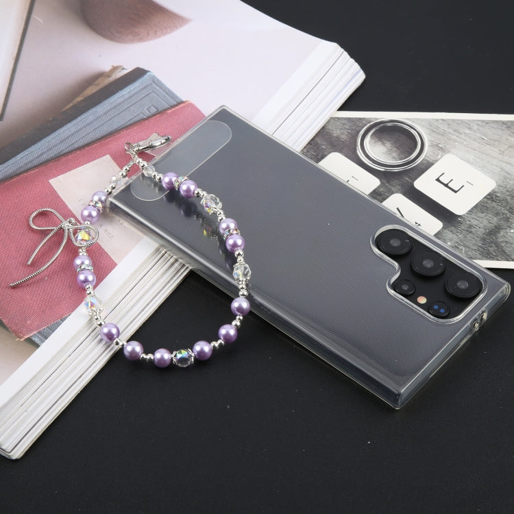 Butterfly Beads Short Bracelet Anti-lost Phone Short Lanyard(White) - Lanyards & Wrist Straps by buy2fix | Online Shopping UK | buy2fix