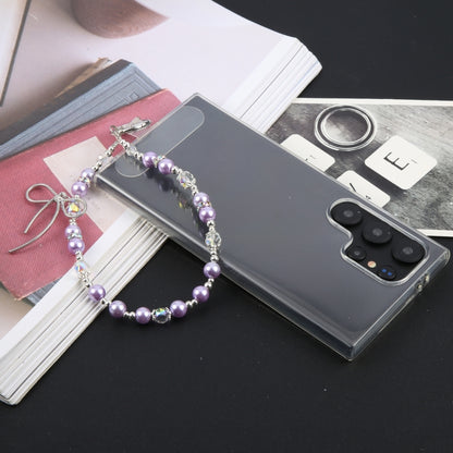 Butterfly Beads Short Bracelet Anti-lost Phone Short Lanyard(White) - Lanyards & Wrist Straps by buy2fix | Online Shopping UK | buy2fix