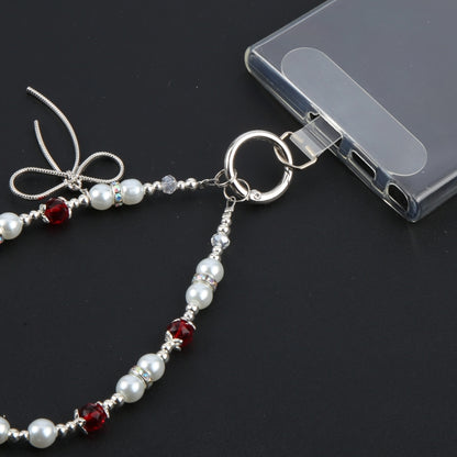 Butterfly Beads Short Bracelet Anti-lost Phone Short Lanyard(Pink) - Lanyards & Wrist Straps by buy2fix | Online Shopping UK | buy2fix