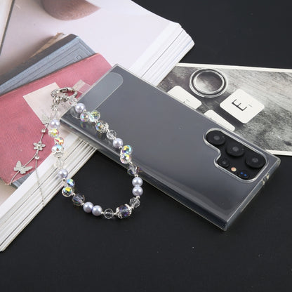 Alloy Butterfly Beaded Bracelet Anti-Lost Phone Short Lanyard(White) - Lanyards & Wrist Straps by buy2fix | Online Shopping UK | buy2fix