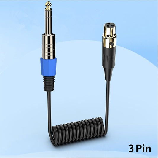 Mini 3 Pin XLR to 6.35mm Stereo Microphone Aux Audio Cable Coiled Adapter Cable, Length: 0.5m(Black) by buy2fix