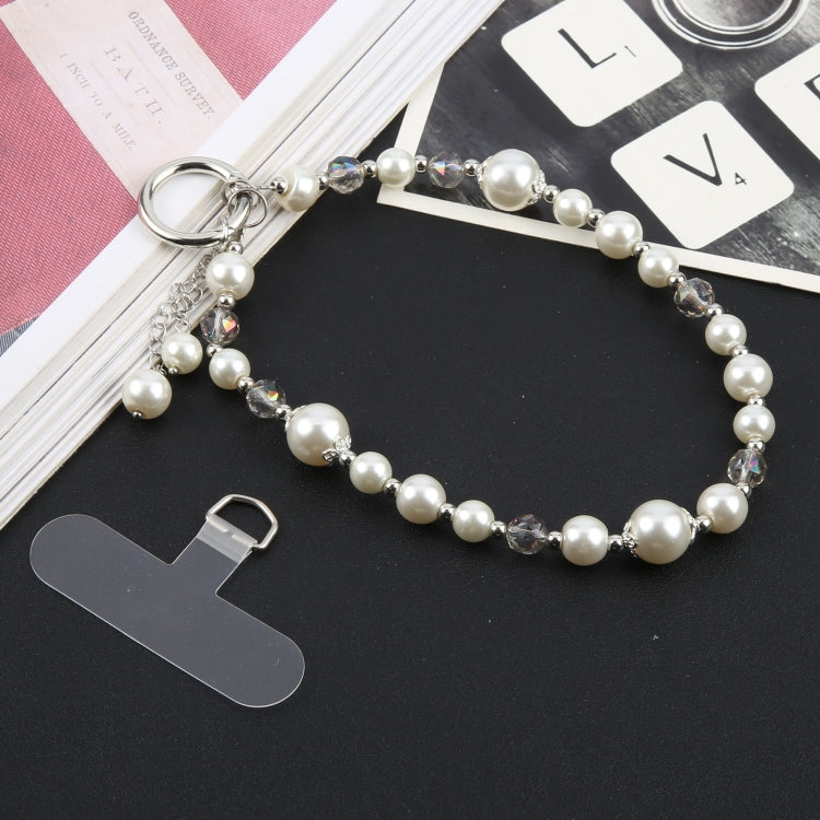 Pearl Short Bracelet Anti-lost Phone Short Lanyard(White) - Lanyards & Wrist Straps by buy2fix | Online Shopping UK | buy2fix