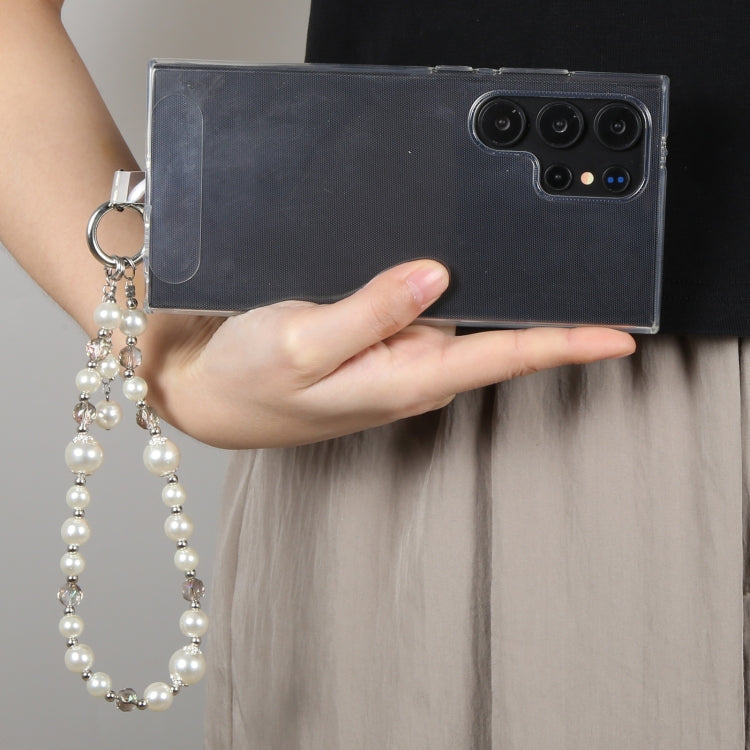 Pearl Short Bracelet Anti-lost Phone Short Lanyard(White) - Lanyards & Wrist Straps by buy2fix | Online Shopping UK | buy2fix