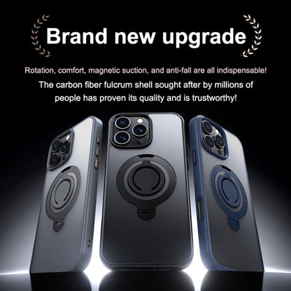For iPhone 15 Pro Frosted MagSafe Magnetic Rotating Ring Holder Phone Case(Black) - iPhone 15 Pro Cases by buy2fix | Online Shopping UK | buy2fix