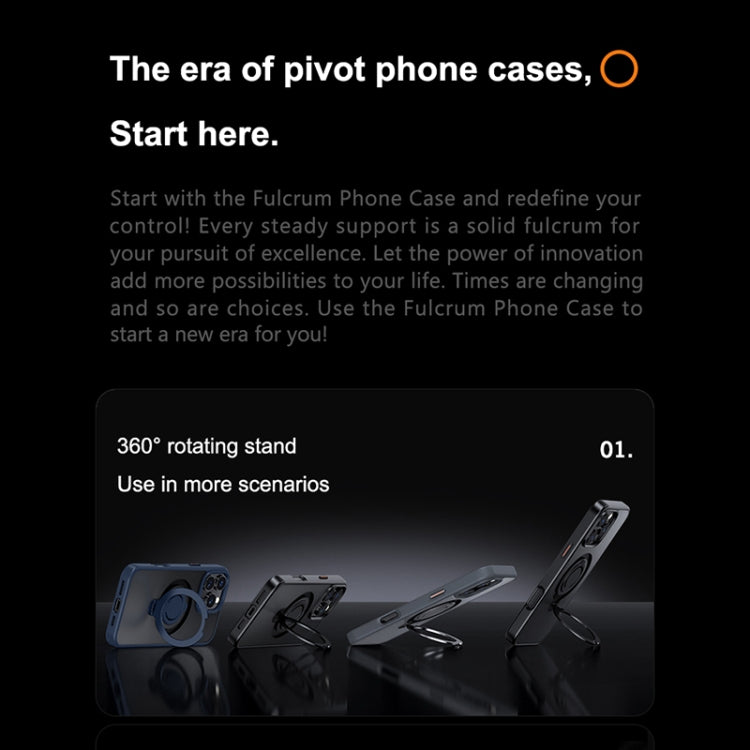 For iPhone 16 Pro Frosted MagSafe Magnetic Rotating Ring Holder Phone Case(Black) - iPhone 16 Pro Cases by buy2fix | Online Shopping UK | buy2fix