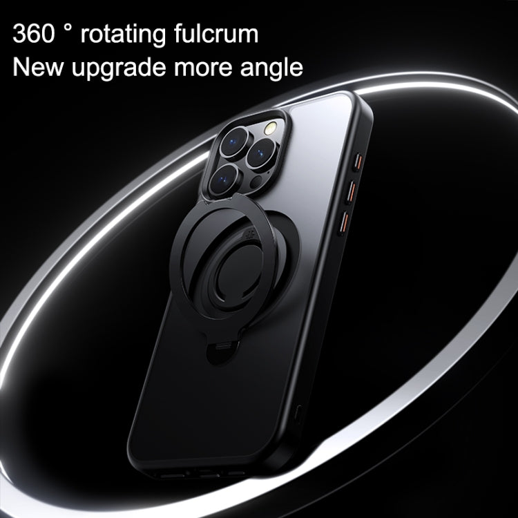 For iPhone 15 Pro Frosted MagSafe Magnetic Rotating Ring Holder Phone Case(Grey) - iPhone 15 Pro Cases by buy2fix | Online Shopping UK | buy2fix