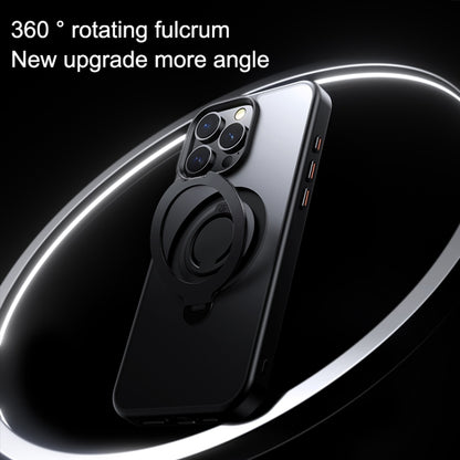 For iPhone 15 Pro Frosted MagSafe Magnetic Rotating Ring Holder Phone Case(Black) - iPhone 15 Pro Cases by buy2fix | Online Shopping UK | buy2fix