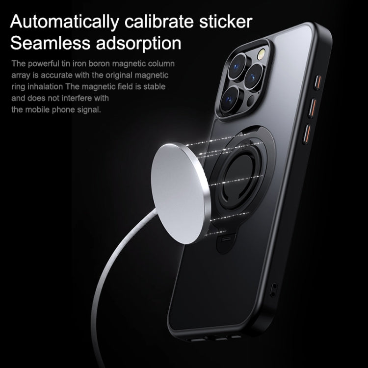 For iPhone 15 Pro Frosted MagSafe Magnetic Rotating Ring Holder Phone Case(Grey) - iPhone 15 Pro Cases by buy2fix | Online Shopping UK | buy2fix