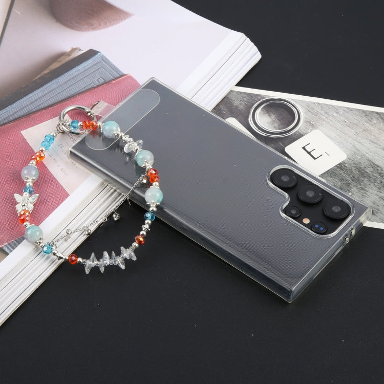 Star Alloy Beaded Bracelet Anti-Lost Phone Short Lanyard(Blue) - Lanyards & Wrist Straps by buy2fix | Online Shopping UK | buy2fix