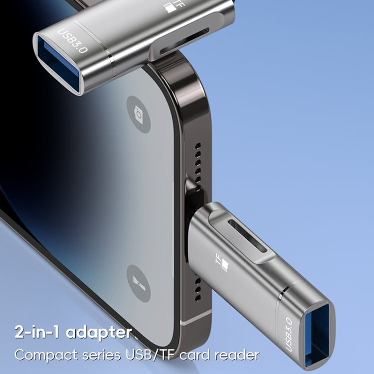 2 in 1 Type-C to USB and TF Card Reader Adapter(Black) by buy2fix