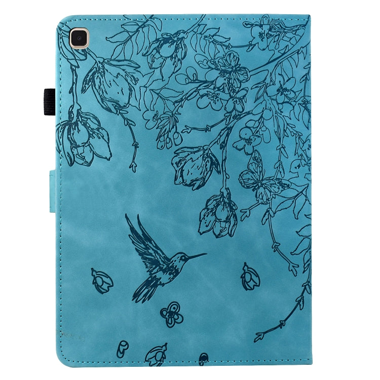 For iPad 10.2 2021 / 10.5 2019 Flowers and Bird Embossed Smart Leather Tablet Case(Light Blue) - iPad 10.2 Cases by buy2fix | Online Shopping UK | buy2fix