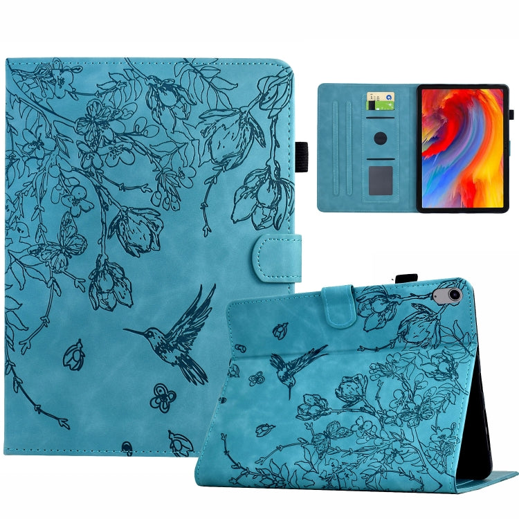 For iPad 2025 / 2022 Flowers and Bird Embossed Smart Leather Tablet Case(Light Blue) - iPad 2025 / 2022 Cases by buy2fix | Online Shopping UK | buy2fix
