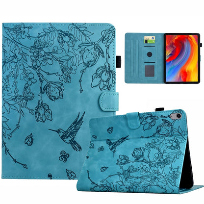 For iPad 2025 / 2022 Flowers and Bird Embossed Smart Leather Tablet Case(Light Blue) - iPad 2025 / 2022 Cases by buy2fix | Online Shopping UK | buy2fix