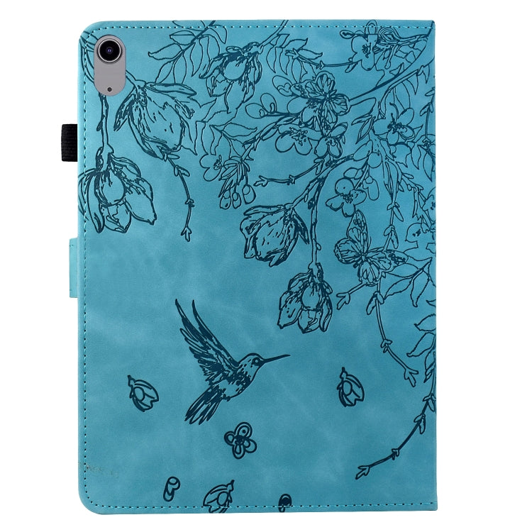 For iPad 2025 / 2022 Flowers and Bird Embossed Smart Leather Tablet Case(Light Blue) - iPad 2025 / 2022 Cases by buy2fix | Online Shopping UK | buy2fix
