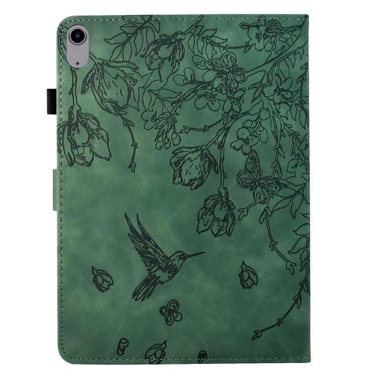For iPad 2025 / 2022 Flowers and Bird Embossed Smart Leather Tablet Case(Green) - iPad 2025 / 2022 Cases by buy2fix | Online Shopping UK | buy2fix