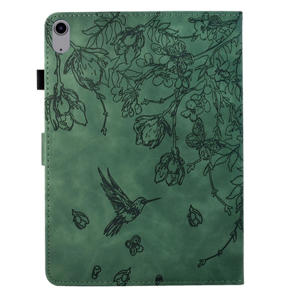 For iPad 2025 / 2022 Flowers and Bird Embossed Smart Leather Tablet Case(Green) - iPad 2025 / 2022 Cases by buy2fix | Online Shopping UK | buy2fix