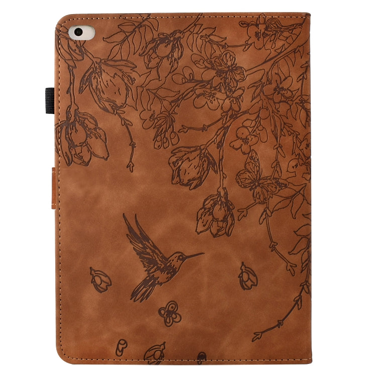 For iPad 9.7 2018 / 2017 Flowers and Bird Embossed Smart Leather Tablet Case(Brown) - iPad 9.7 (2018) & (2017) Cases by buy2fix | Online Shopping UK | buy2fix
