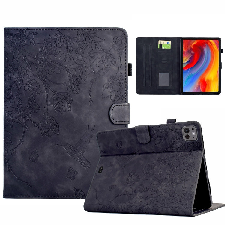 For iPad Air 11 2025 / 2024 / iPad Pro 11 Flowers and Bird Embossed Smart Leather Tablet Case(Black) - iPad Air 11 2025 / 2024 Cases by buy2fix | Online Shopping UK | buy2fix