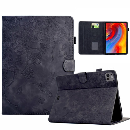 For iPad Air 11 2025 / 2024 / iPad Pro 11 Flowers and Bird Embossed Smart Leather Tablet Case(Black) - iPad Air 11 2025 / 2024 Cases by buy2fix | Online Shopping UK | buy2fix