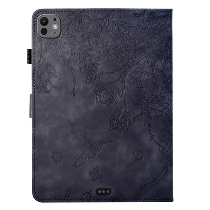 For iPad Air 11 2025 / 2024 / iPad Pro 11 Flowers and Bird Embossed Smart Leather Tablet Case(Black) - iPad Air 11 2025 / 2024 Cases by buy2fix | Online Shopping UK | buy2fix