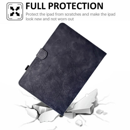 For iPad Air 11 2025 / 2024 / iPad Pro 11 Flowers and Bird Embossed Smart Leather Tablet Case(Black) - iPad Air 11 2025 / 2024 Cases by buy2fix | Online Shopping UK | buy2fix