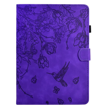 For iPad Air 11 2025 / 2024 / iPad Pro 11 Flowers and Bird Embossed Smart Leather Tablet Case(Purple) - iPad Air 11 2025 / 2024 Cases by buy2fix | Online Shopping UK | buy2fix