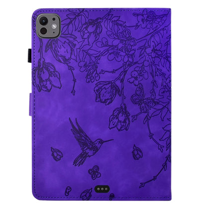 For iPad Air 11 2025 / 2024 / iPad Pro 11 Flowers and Bird Embossed Smart Leather Tablet Case(Purple) - iPad Air 11 2025 / 2024 Cases by buy2fix | Online Shopping UK | buy2fix