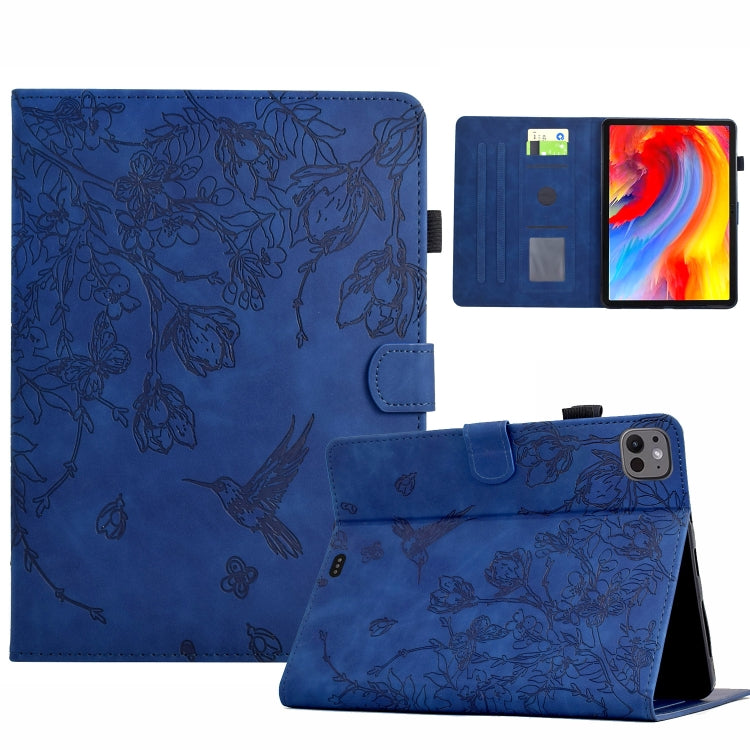 For iPad Air 11 2025 / 2024 / iPad Pro 11 Flowers and Bird Embossed Smart Leather Tablet Case(Dark Blue) - iPad Air 11 2025 / 2024 Cases by buy2fix | Online Shopping UK | buy2fix