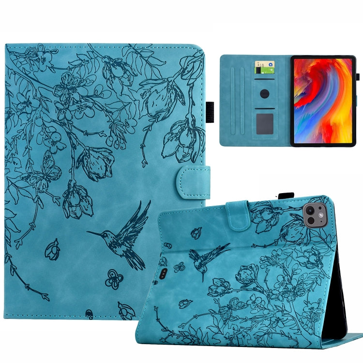 For iPad Air 11 2025 / 2024 / iPad Pro 11 Flowers and Bird Embossed Smart Leather Tablet Case(Light Blue) - iPad Air 11 2025 / 2024 Cases by buy2fix | Online Shopping UK | buy2fix