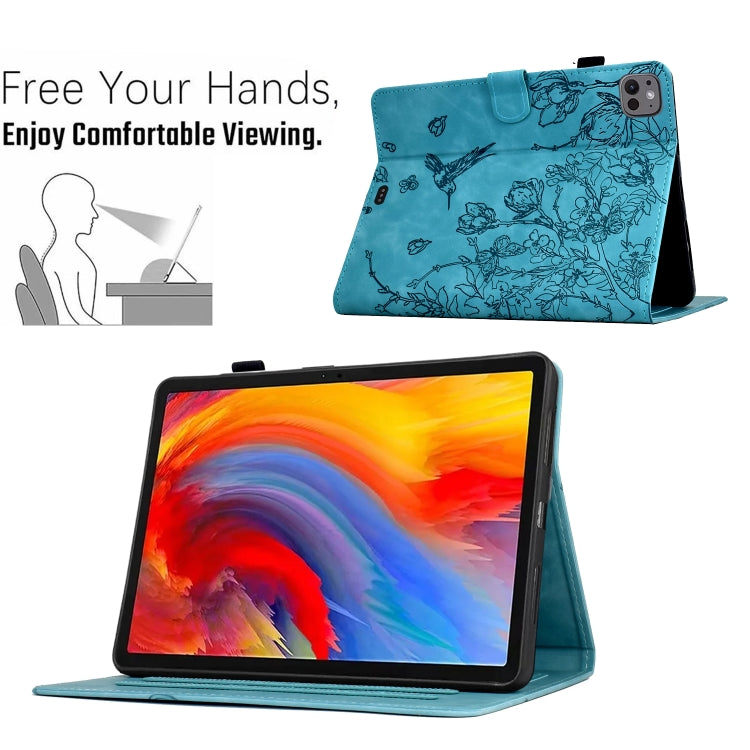 For iPad Air 11 2025 / 2024 / iPad Pro 11 Flowers and Bird Embossed Smart Leather Tablet Case(Light Blue) - iPad Air 11 2025 / 2024 Cases by buy2fix | Online Shopping UK | buy2fix