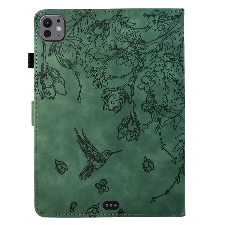 For iPad Air 11 2025 / 2024 / iPad Pro 11 Flowers and Bird Embossed Smart Leather Tablet Case(Green) - iPad Air 11 2025 / 2024 Cases by buy2fix | Online Shopping UK | buy2fix