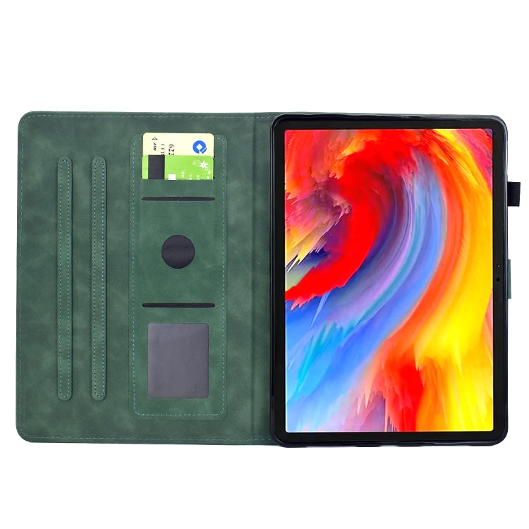 For iPad Pro 11 2024 Flowers and Bird Embossed Smart Leather Tablet Case(Green) - iPad Pro 11 2024 Cases by buy2fix | Online Shopping UK | buy2fix