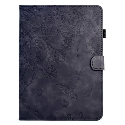 For Samsung Galaxy Tab S7 / S8 Flowers and Bird Embossed Smart Leather Tablet Case(Black) by buy2fix
