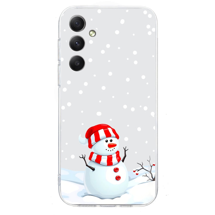 For Samsung Galaxy S25 5G Christmas Painted Pattern TPU Transparent Phone Case(Snowman) by buy2fix