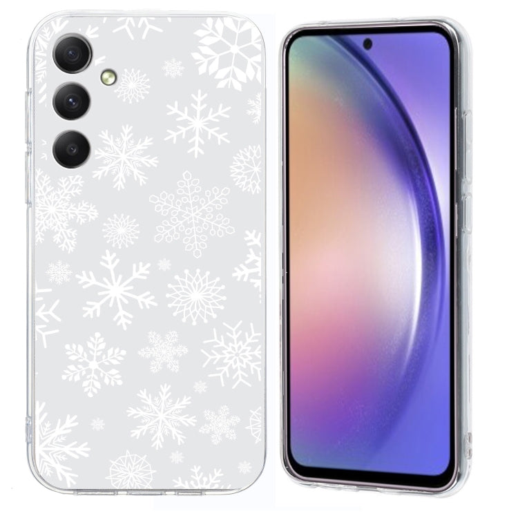 For Samsung Galaxy S25 5G Christmas Painted Pattern TPU Transparent Phone Case(Snowflakes) by buy2fix