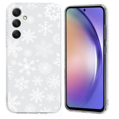 For Samsung Galaxy S25 5G Christmas Painted Pattern TPU Transparent Phone Case(Snowflakes) by buy2fix