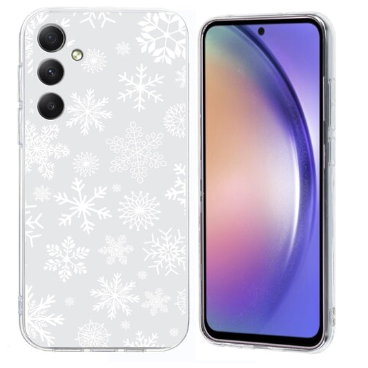For Samsung Galaxy S25 5G Christmas Painted Pattern TPU Transparent Phone Case(Snowflakes) by buy2fix