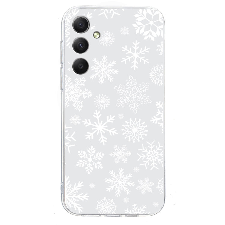 For Samsung Galaxy S25 5G Christmas Painted Pattern TPU Transparent Phone Case(Snowflakes) by buy2fix