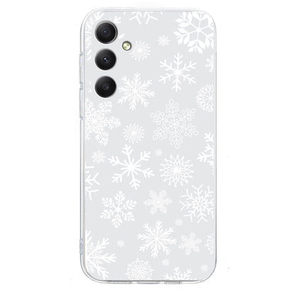 For Samsung Galaxy S25 5G Christmas Painted Pattern TPU Transparent Phone Case(Snowflakes) by buy2fix