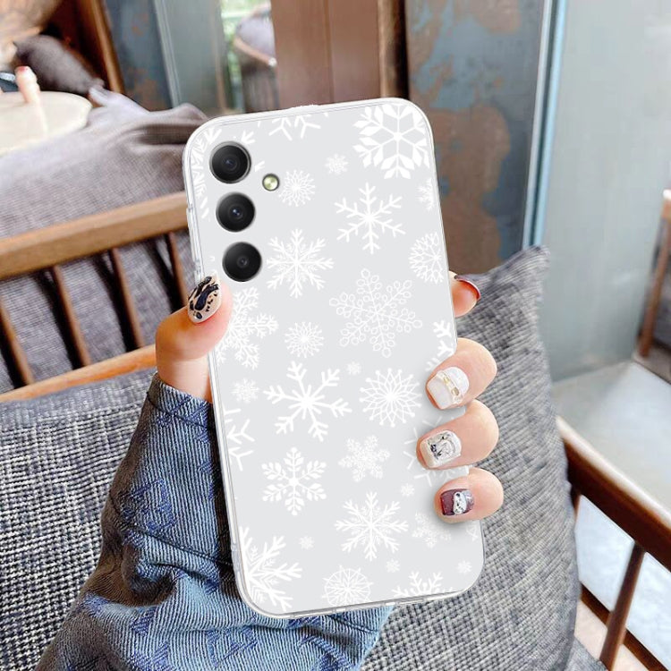 For Samsung Galaxy S25 5G Christmas Painted Pattern TPU Transparent Phone Case(Snowflakes) by buy2fix