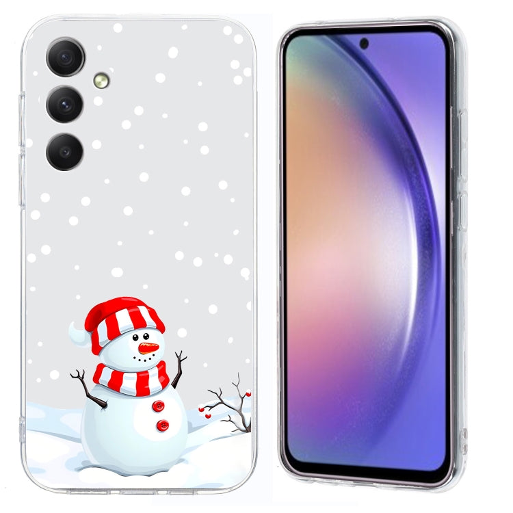 For Samsung Galaxy S25+ 5G Christmas Painted Pattern TPU Transparent Phone Case(Snowman) by buy2fix