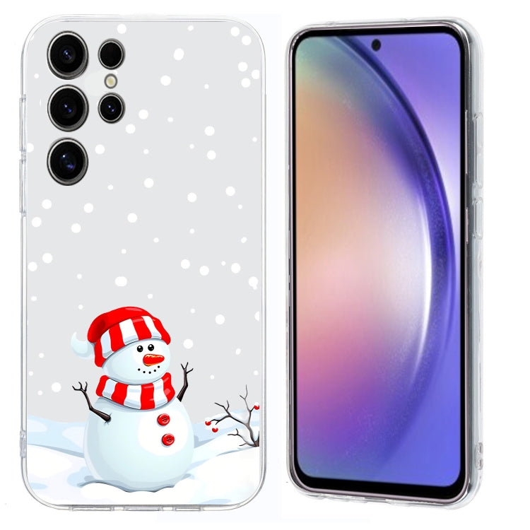 For Samsung Galaxy S25 Ultra 5G Christmas Painted Pattern TPU Transparent Phone Case(Snowman) by buy2fix