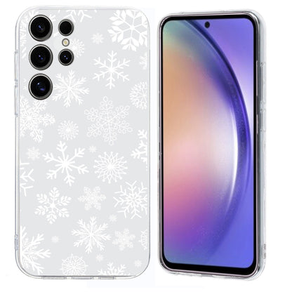 For Samsung Galaxy S25 Ultra 5G Christmas Painted Pattern TPU Transparent Phone Case(Snowflakes) by buy2fix