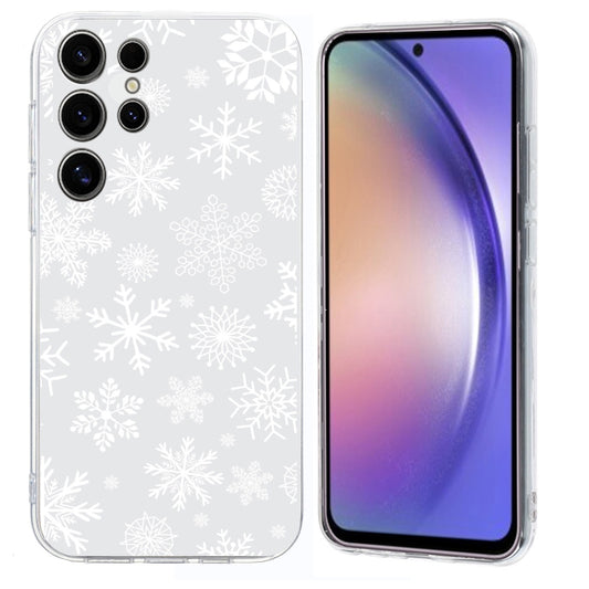For Samsung Galaxy S25 Ultra 5G Christmas Painted Pattern TPU Transparent Phone Case(Snowflakes) by buy2fix