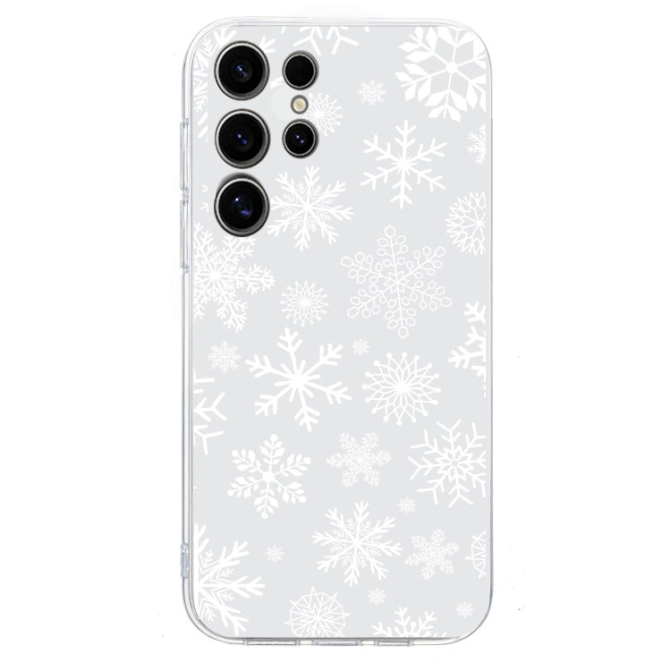 For Samsung Galaxy S25 Ultra 5G Christmas Painted Pattern TPU Transparent Phone Case(Snowflakes) by buy2fix