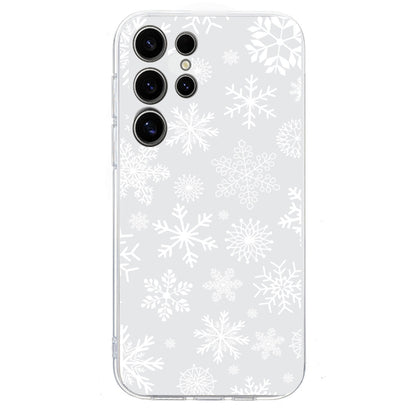 For Samsung Galaxy S25 Ultra 5G Christmas Painted Pattern TPU Transparent Phone Case(Snowflakes) by buy2fix