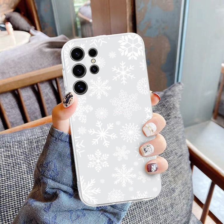 For Samsung Galaxy S25 Ultra 5G Christmas Painted Pattern TPU Transparent Phone Case(Snowflakes) by buy2fix