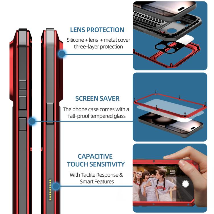 For iPhone 17 Pro RedPepper Triple-proof Metal Phone Case(Red) - iPhone 17 Pro Cases by RedPepper | Online Shopping UK | buy2fix