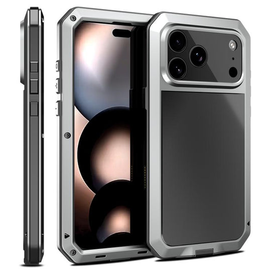 For iPhone 17 Pro RedPepper Triple-proof Metal Phone Case(Silver)